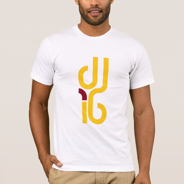 DJ i6 das weiße T-Shirt gelber/roter des Logo-3 (Vorderseite)