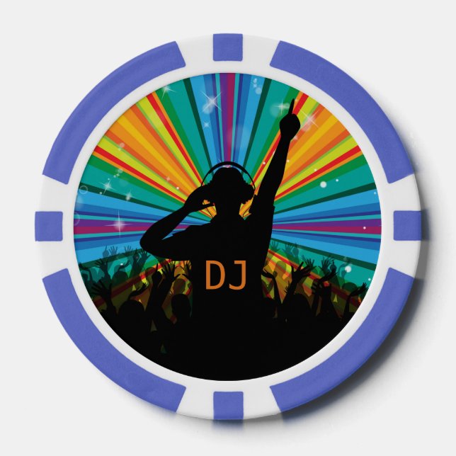 DJ Illustration benutzerdefinierter Monogramm-Poke Pokerchips (Vorderseite)