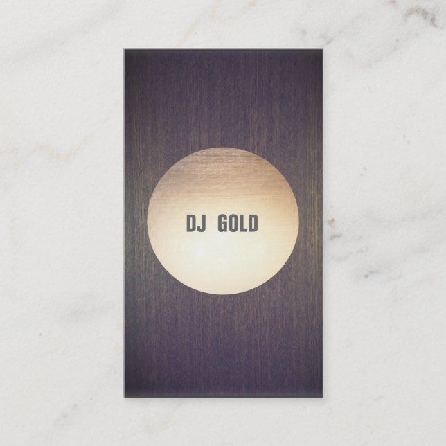 DJ Imitate Gold Leaf Circle Wood Music Visitenkarte (Vorderseite)