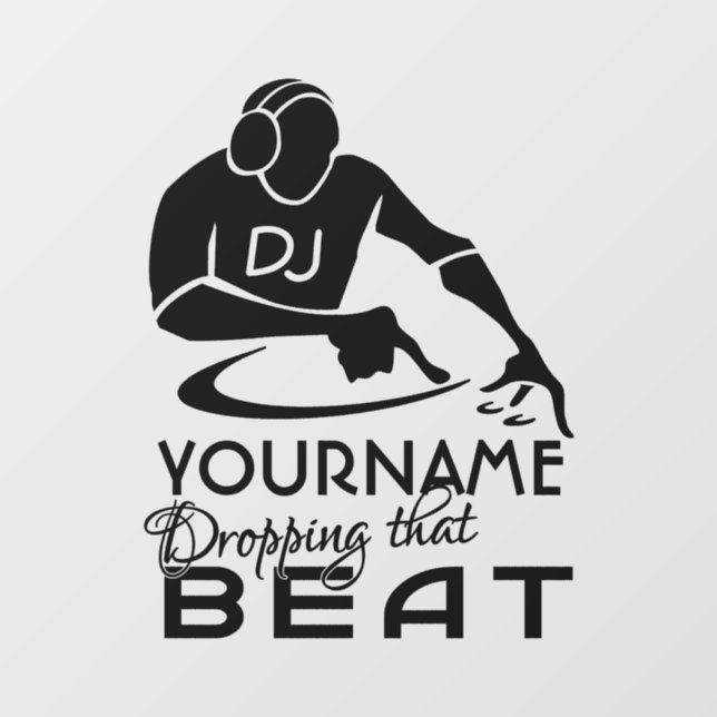 DJ individuelle Name Fensteraufkleber (Blatt)