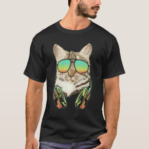 Dj Katze Kopfhörer Kitten Musik Produzent T-Shirt