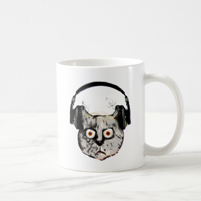 DJ-Katze mit Kopfhörer Kaffeetasse (Rechts)