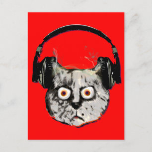 DJ-Katze mit Kopfhörer Postkarte