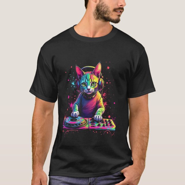 Dj Katze T-Shirt (Vorderseite)