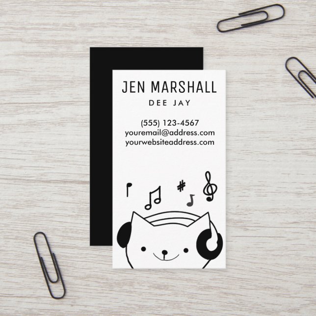 DJ-Katze Visitenkarte (Vorderseite/Rückseite Beispiel)