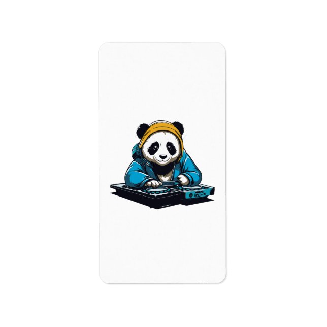 DJ Kawaii Panda Adressaufkleber (Vorne)