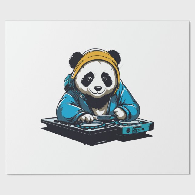 DJ Kawaii Panda Geschenkpapier (Flach)