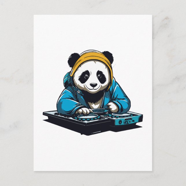 DJ Kawaii Panda Postkarte (Vorderseite)