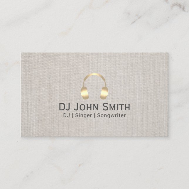 DJ Kopfhörer Dez Jay Elegant Linen Visitenkarte (Vorderseite)