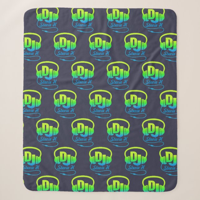 DJ-Kopfhörer individuelle Name Blau-grüne Musik Li Sherpadecke (Vorderseite)