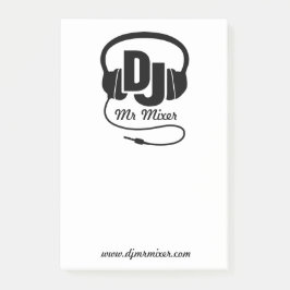 DJ Kopfhörer Musik Anforderung Beitrag Post-it Klebezettel