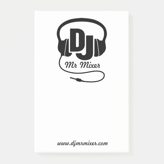 DJ Kopfhörer Musik Anforderung Beitrag Post-it Klebezettel (Vorderseite)