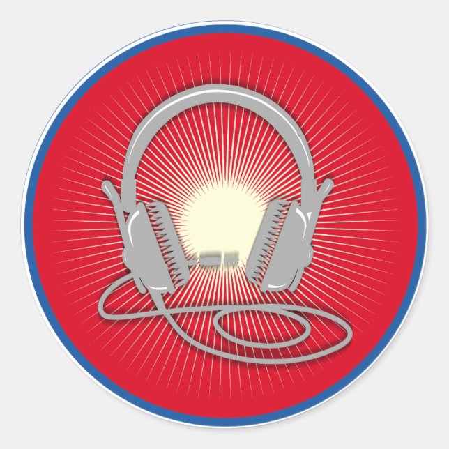 DJ-Kopfhörer-Symbol Runder Aufkleber (Vorderseite)