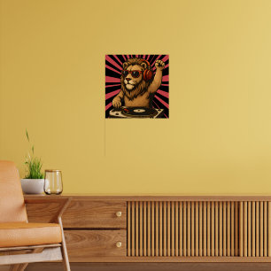 DJ Lion – Coole Retro-Musik-Art Poster