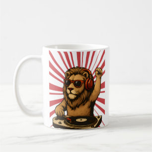 DJ Lion – Coole Retro-Musik-Kunst Kaffeetasse