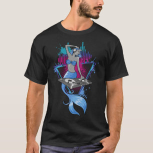 DJ Mädchen mit Kopfhörern Mixer Süße Ästhetik DJ I T-Shirt