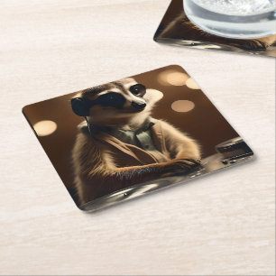 DJ Meerkat: Spinning Tracks in the Savanna, Rechteckiger Pappuntersetzer