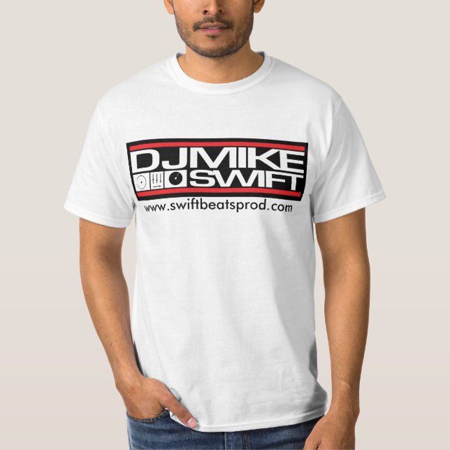 DJ-Mike-schneller horizontaler Logo-Wert-T - Shirt (Vorderseite)