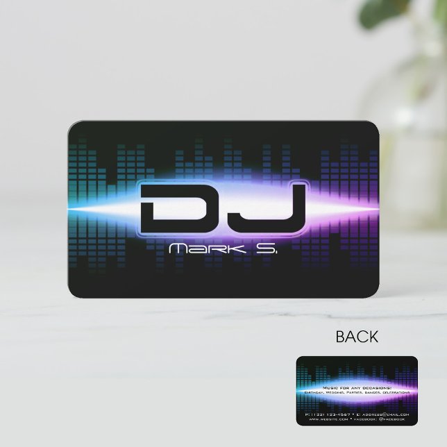 DJ Modern Blue Business Card Visitenkarte (Von Creator hochgeladen)