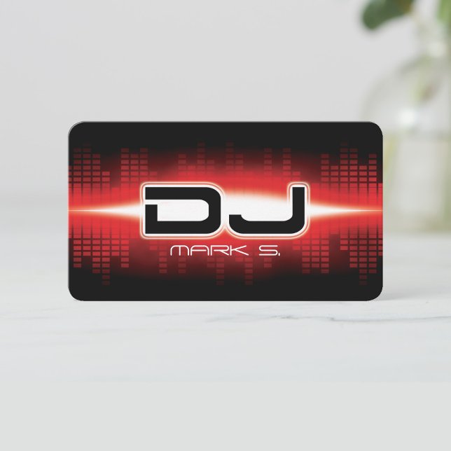 DJ Modern Red Business Card Visitenkarte (Von Creator hochgeladen)