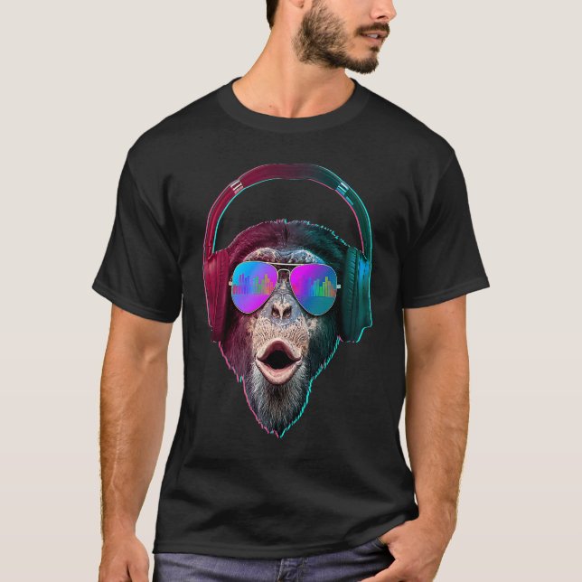 DJ Monkey  Disc Jockey Rave Music T-Shirt (Vorderseite)