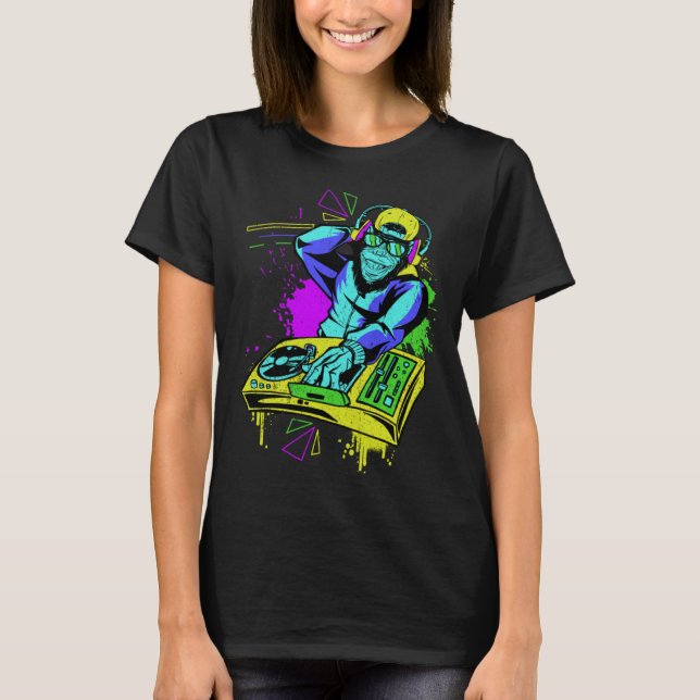 DJ Monkey Music Party Fun Sunglasses Dance Party M T-Shirt (Vorderseite)