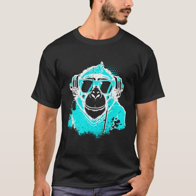 DJ Monkey Music Party Fun Sunglasses Fun Dancing C T-Shirt (Vorderseite)