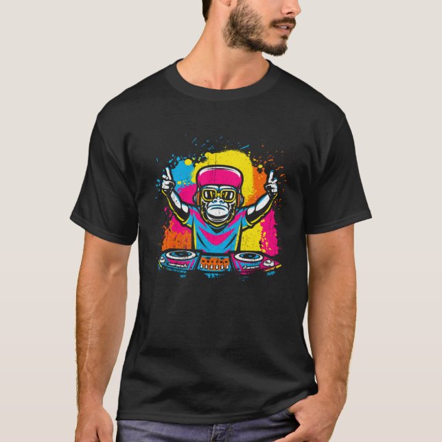 DJ Monkey Music Party Fun Sunglasses Fun Dancing C T-Shirt (Vorderseite)