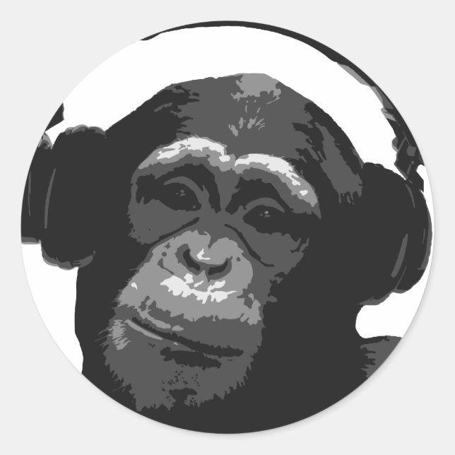 DJ MONKEY RUNDER AUFKLEBER (Vorderseite)