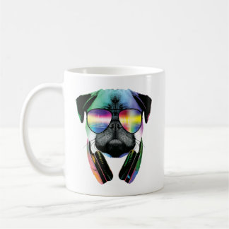 DJ Mops mit Kopfhörern Funny Mops Music Kaffeetasse