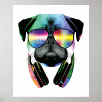 DJ Mops mit Sonnenbrille und Kopfhörer Musik
