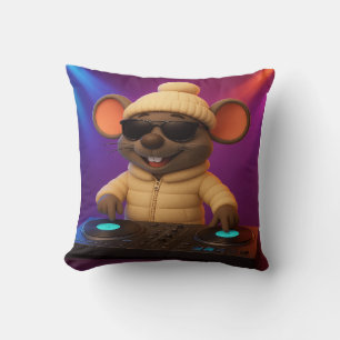 DJ Mouse Throw Kissen Funny Cartoon Party Anima