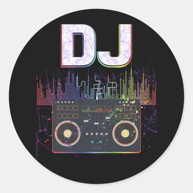 DJ Music Lover Music Player Sound Cool Runder Aufkleber (Vorderseite)