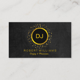 DJ Musician Beruflich Music Teacher Gold Black Visitenkarte