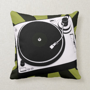 DJ-Musik-Turntable-Discjockey Throwkissengrün Kissen