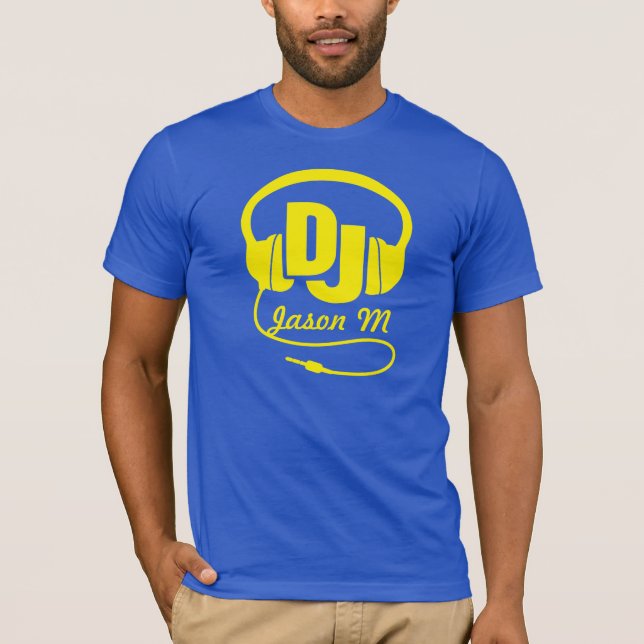 DJ-Name Kopfhörer gelbe Grafik-T - Shirt (Vorderseite)