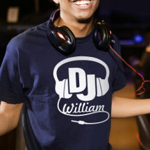 DJ-Name Kopfhörer weiß auf dunklem grafischen T -