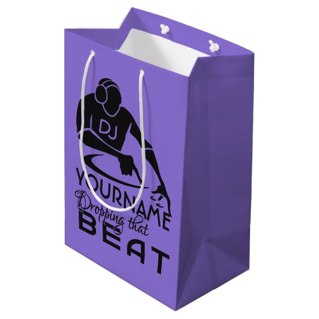 DJ-Name- u. -farbgeschenktaschen Mittlere Geschenktüte (Rückseite Schrägansicht)