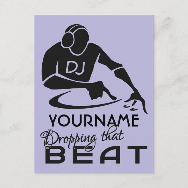 DJ nom personnalisé et carte postale couleur (Devant)