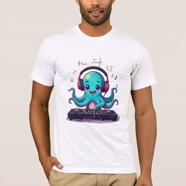 DJ Octopus souriant, Happy Music Jungle T-Shirt (Devant)