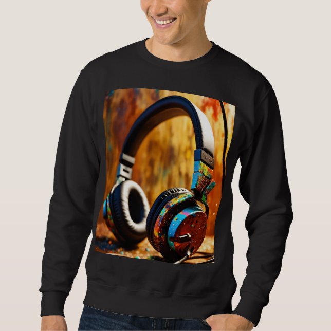 Dj Party Kopfhörer Sweatshirt (Vorderseite)