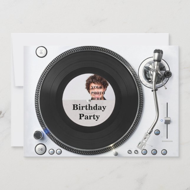 DJ platine photo anniversaire Invitation (Devant)