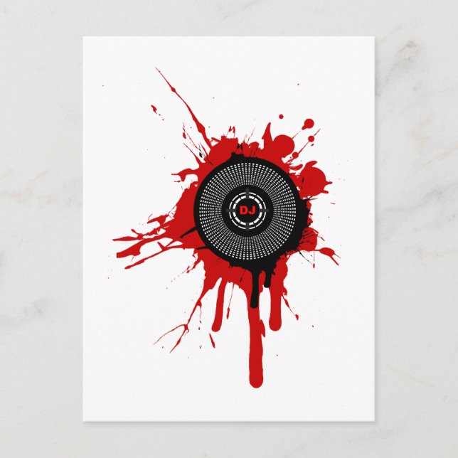 DJ Platter Spritzer - Disc Jockey Turntable Deck Postkarte (Vorderseite)