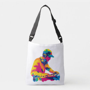 DJ-Porträt-Illustration Aquarellmalerei Tragetaschen Mit Langen Trägern