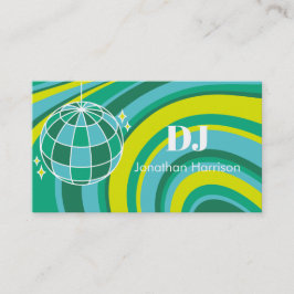 DJ Retro Groovy Wave Disco Ball Green Visitenkarte