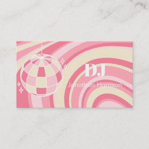 DJ Retro Groovy Wave Disco Ball Rosa Visitenkarte