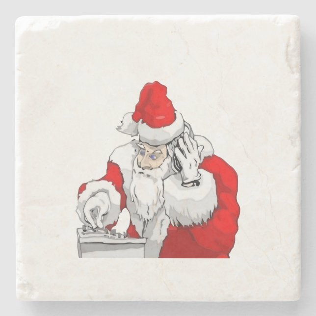 DJ Santa Claus Mixing Das Weihnachtsgeschenk für d Steinuntersetzer (Vorderseite)
