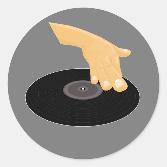 DJ Scratch Runder Aufkleber (Vorderseite)