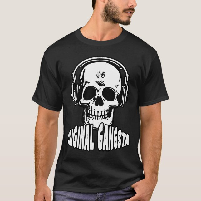 DJ-Shirt-Schädel mit Kopfhörern T-Shirt (Vorderseite)