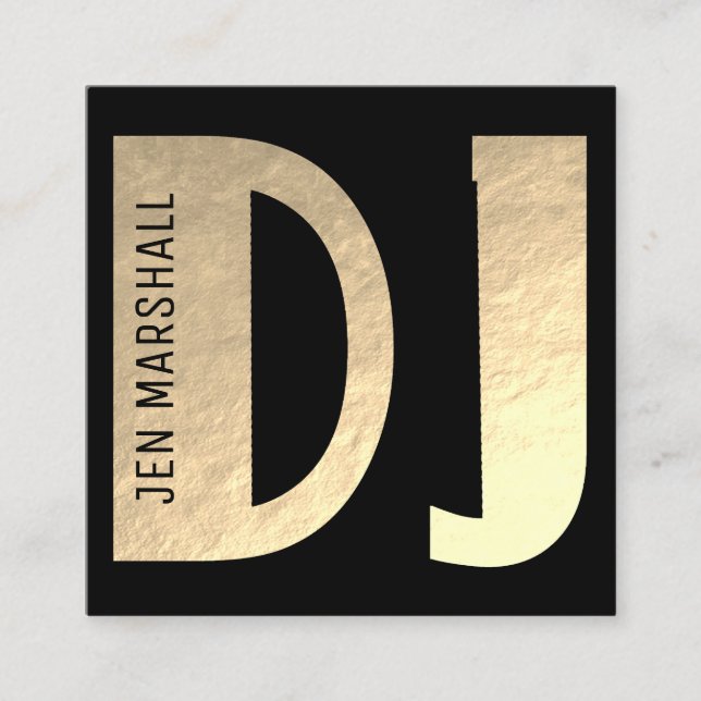 DJ-Skript für Imitate mit Goldfolie Quadratische Visitenkarte (Vorderseite)